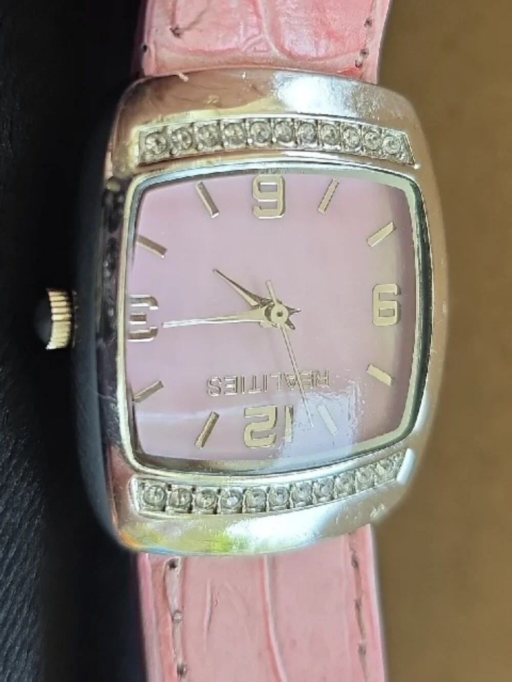 Liz Claiborne Pink Dial Watch with Pink Strap and Crystal Accents